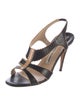 Manolo Blahnik Leather Scalloped Accent Slingback Sandals