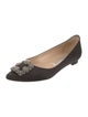 Manolo Blahnik Satin Crystal Embellishments Flats