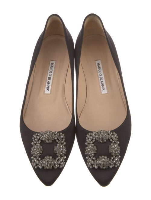 Manolo Blahnik Satin Crystal Embellishments Flats