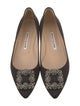 Manolo Blahnik Satin Crystal Embellishments Flats