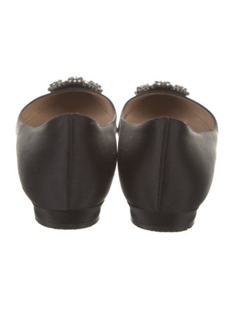 Manolo Blahnik Satin Crystal Embellishments Flats