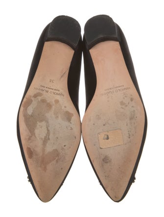 Manolo Blahnik Satin Crystal Embellishments Flats