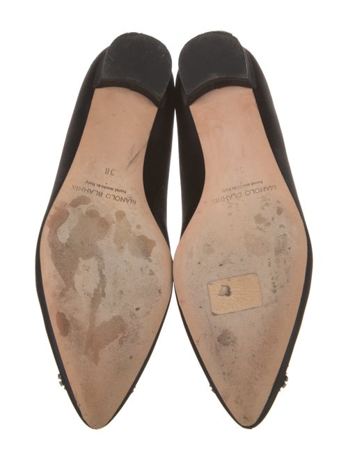 Manolo Blahnik Satin Crystal Embellishments Flats