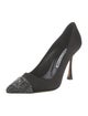Manolo Blahnik Satin Crystal Embellishments Pumps