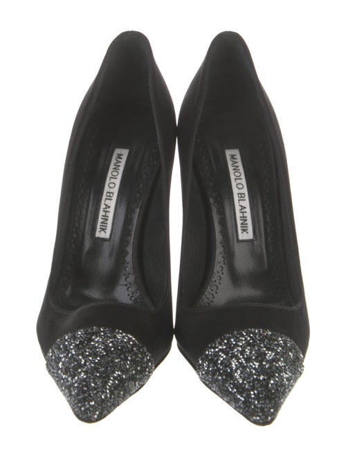 Manolo Blahnik Satin Crystal Embellishments Pumps