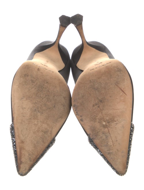 Manolo Blahnik Satin Crystal Embellishments Pumps