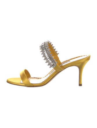 Manolo Blahnik Satin Crystal Embellishments Sandals