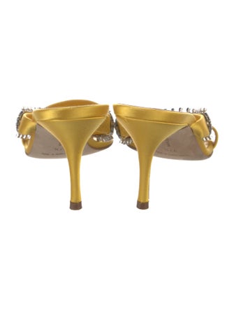 Manolo Blahnik Satin Crystal Embellishments Sandals