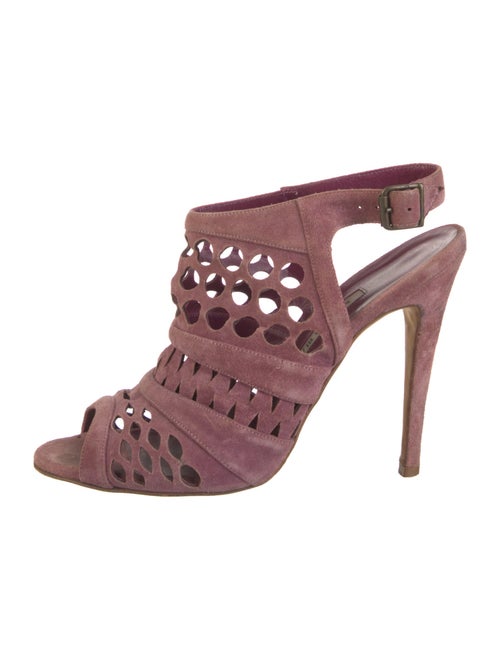 Manolo Blahnik Suede Lasercut Accents Slingback Pumps