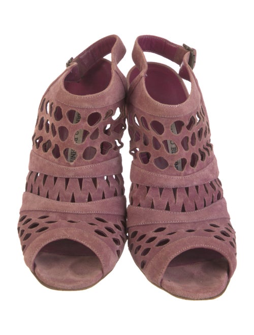 Manolo Blahnik Suede Lasercut Accents Slingback Pumps