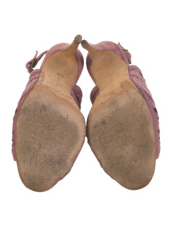 Manolo Blahnik Suede Lasercut Accents Slingback Pumps