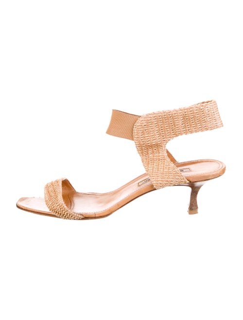 Manolo Blahnik Straw Animal Print Sandals