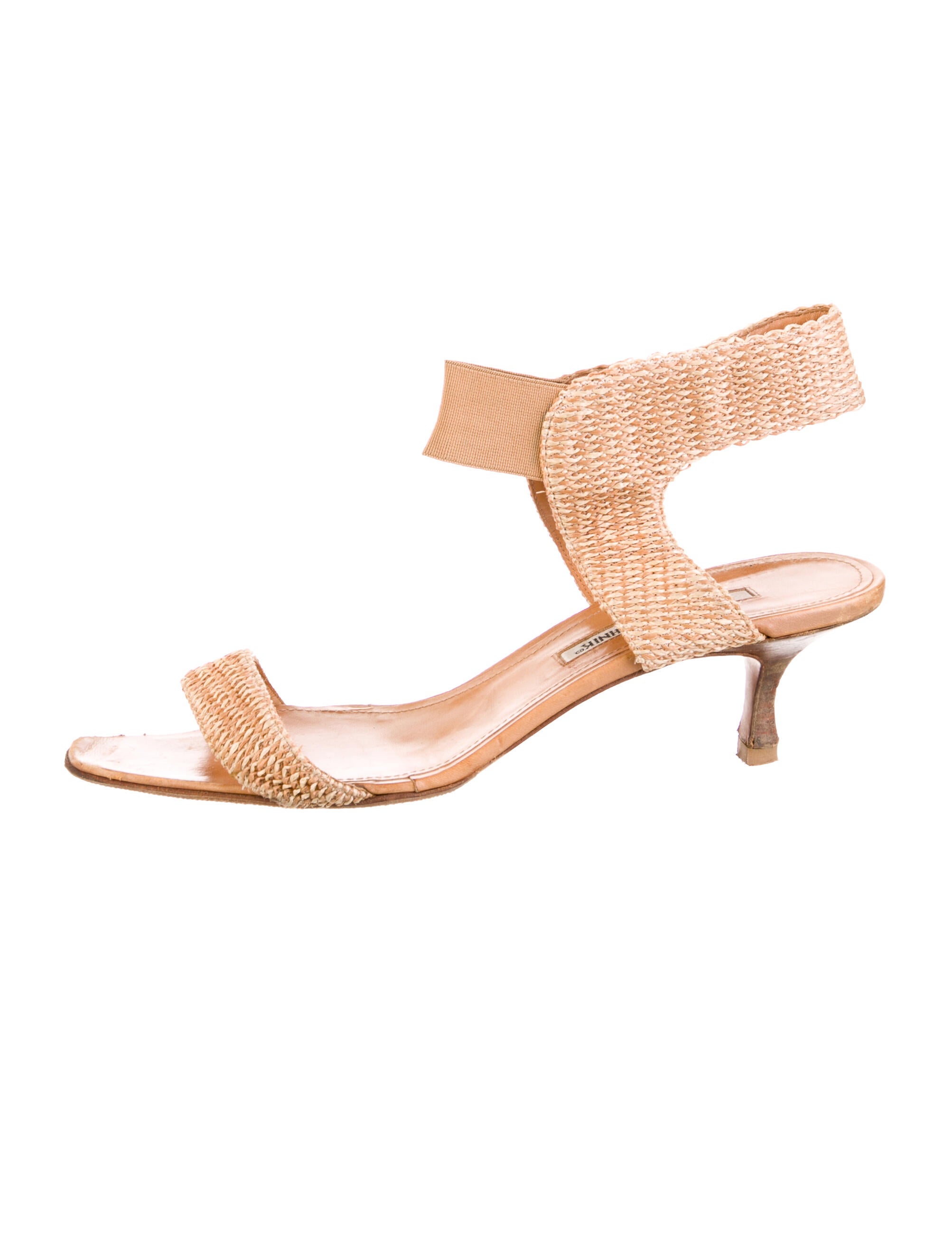 Manolo Blahnik Straw Animal Print Sandals