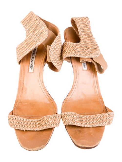 Manolo Blahnik Straw Animal Print Sandals