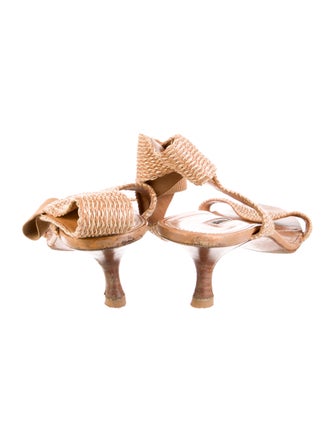 Manolo Blahnik Straw Animal Print Sandals