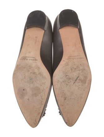 Manolo Blahnik Satin Crystal Embellishments Flats