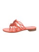 Manolo Blahnik Leather Ruffle Embellishment Slides