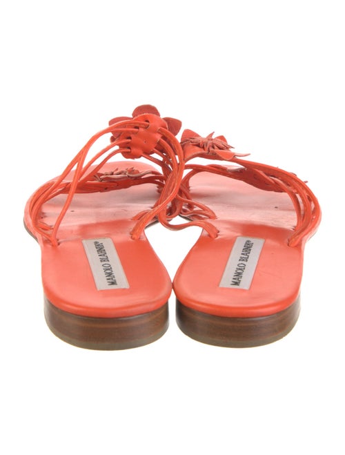 Manolo Blahnik Leather Ruffle Embellishment Slides