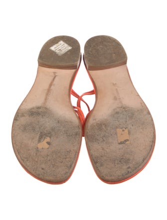 Manolo Blahnik Leather Ruffle Embellishment Slides