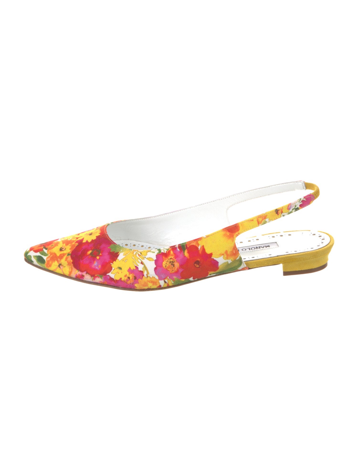 Manolo Blahnik Floral Print Slingback Flats