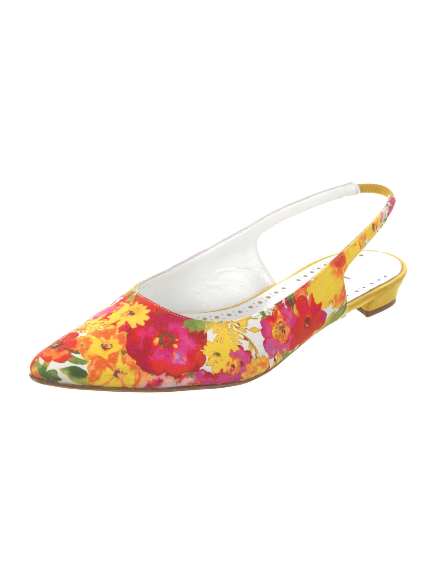 Manolo Blahnik Floral Print Slingback Flats