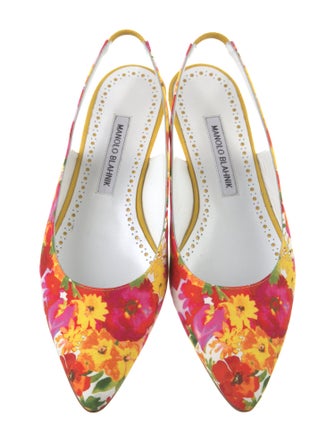 Manolo Blahnik Floral Print Slingback Flats