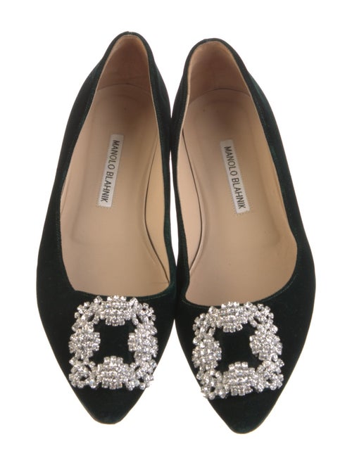 Manolo Blahnik Satin Crystal Embellishments Flats