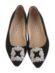 Manolo Blahnik Satin Crystal Embellishments Flats