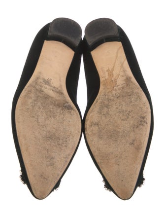 Manolo Blahnik Satin Crystal Embellishments Flats