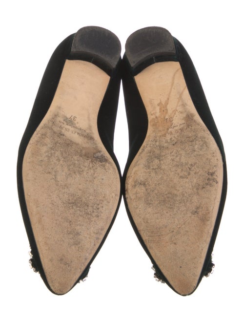 Manolo Blahnik Satin Crystal Embellishments Flats