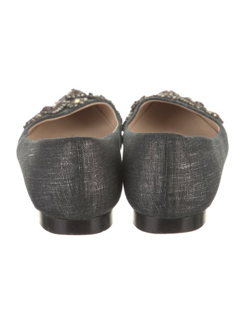 Manolo Blahnik Denim Crystal Embellishments Flats