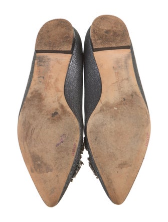 Manolo Blahnik Denim Crystal Embellishments Flats