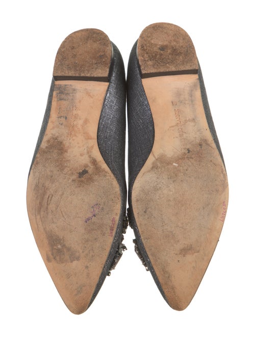 Manolo Blahnik Denim Crystal Embellishments Flats