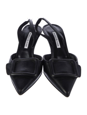 Manolo Blahnik Leather Slingback Pumps