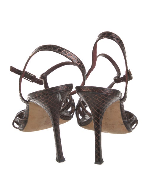 Manolo Blahnik Snakeskin Animal Print T-Strap Sandals