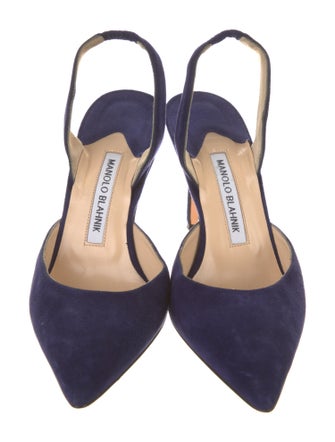 Manolo Blahnik Suede Slingback Pumps