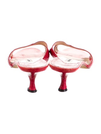 Manolo Blahnik Leather Animal Print Slides