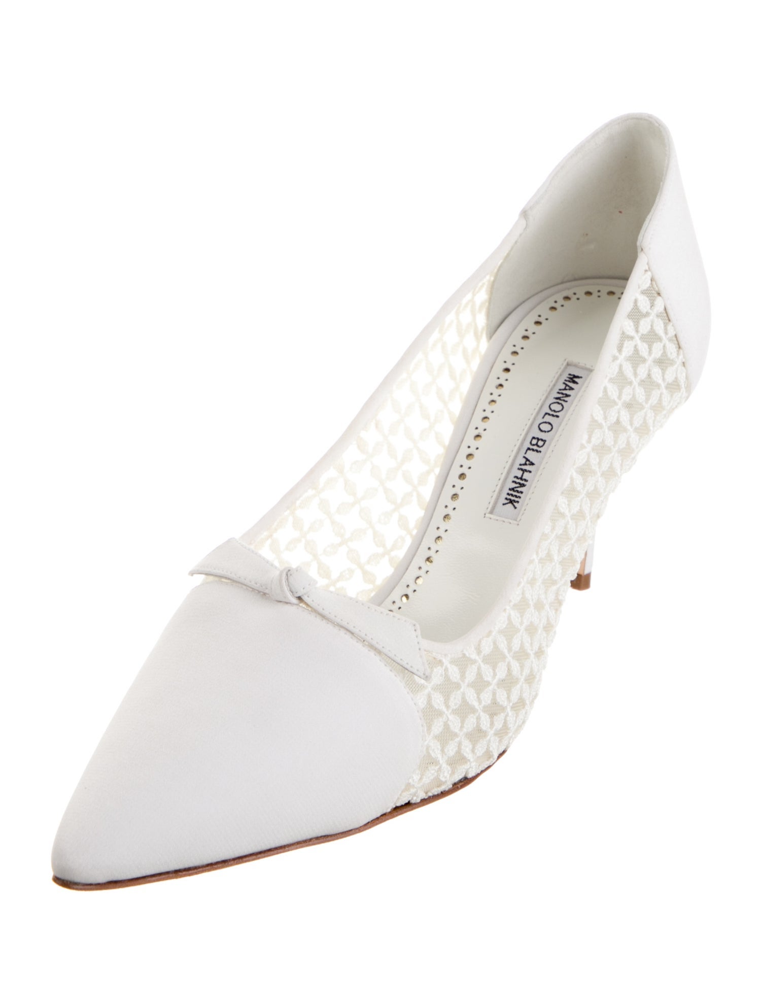 Manolo Blahnik Faux Pearl Accents Lace Pumps w/ Tags