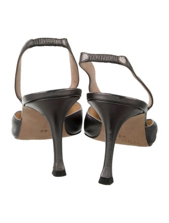 Manolo Blahnik Leather Animal Print Slingback Pumps