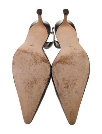 Manolo Blahnik Leather Animal Print Slingback Pumps