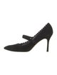 Manolo Blahnik Suede Scalloped Accent Pumps