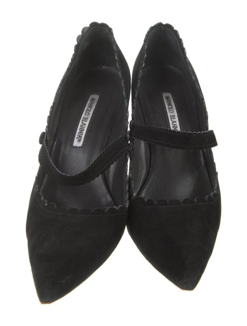 Manolo Blahnik Suede Scalloped Accent Pumps