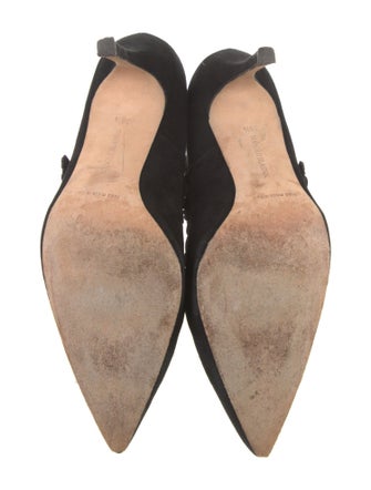 Manolo Blahnik Suede Scalloped Accent Pumps