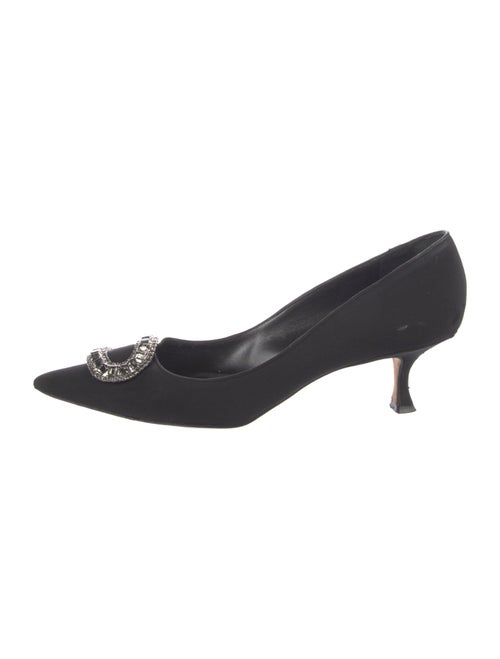 Manolo Blahnik Satin Crystal Embellishments Pumps