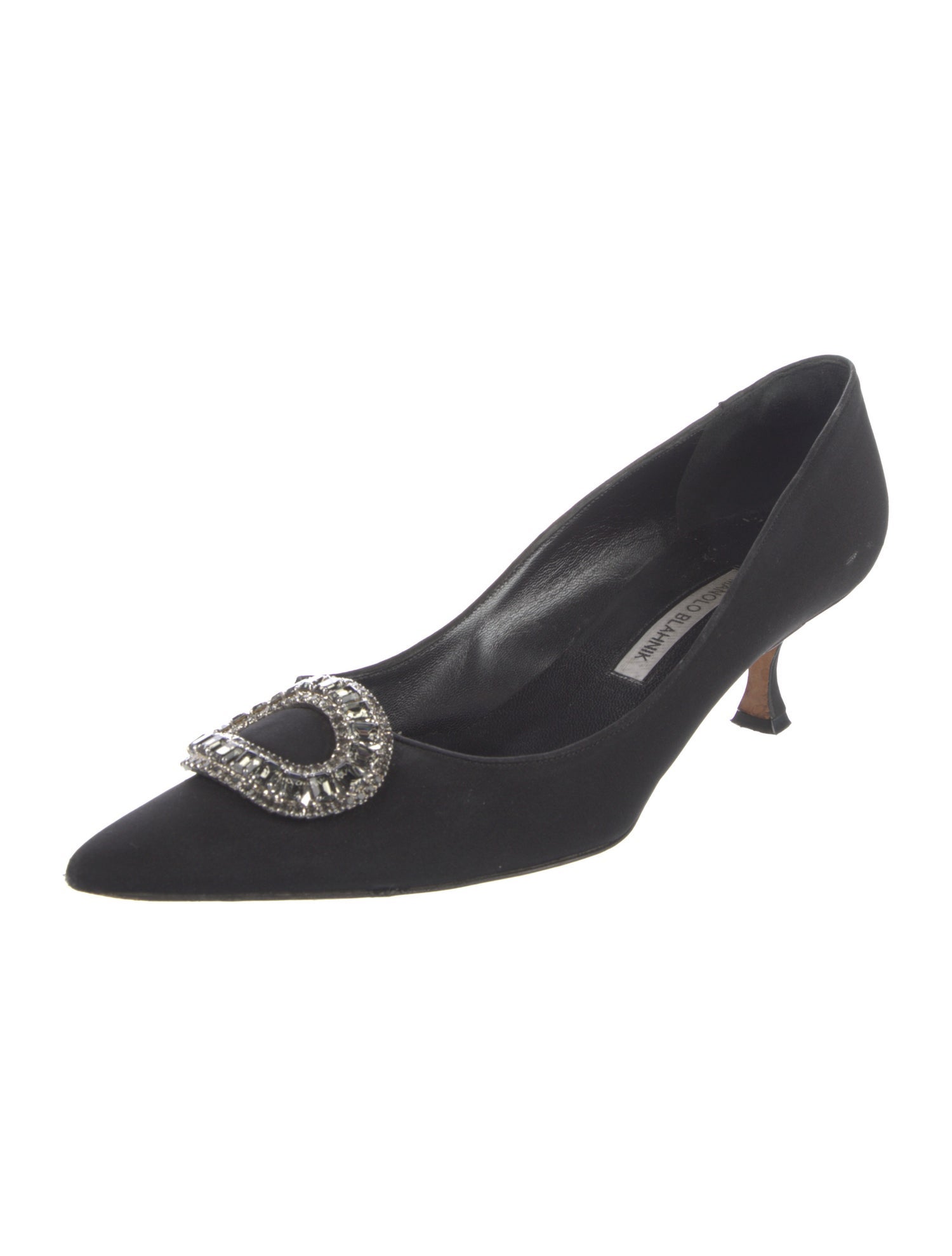 Manolo Blahnik Satin Crystal Embellishments Pumps