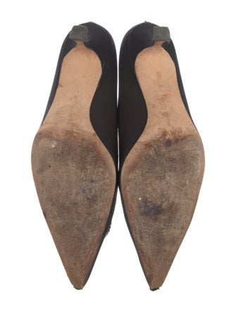 Manolo Blahnik Satin Crystal Embellishments Pumps