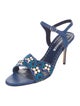Manolo Blahnik Leather Floral Print Slingback Sandals