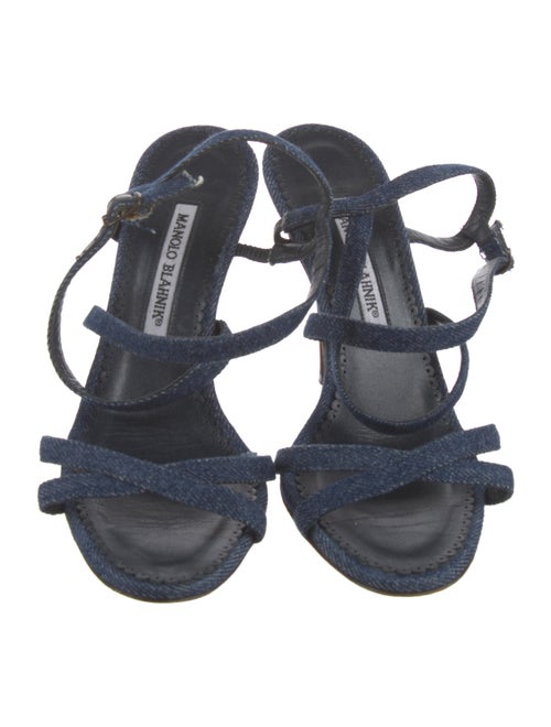 Manolo Blahnik Denim Slingback Sandals