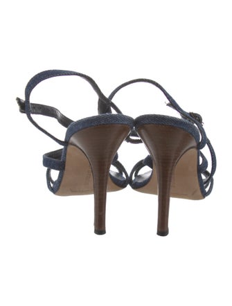 Manolo Blahnik Denim Slingback Sandals