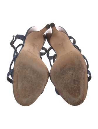 Manolo Blahnik Denim Slingback Sandals
